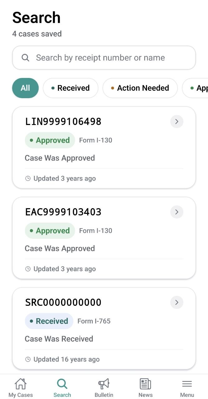 StatusPal Search screen